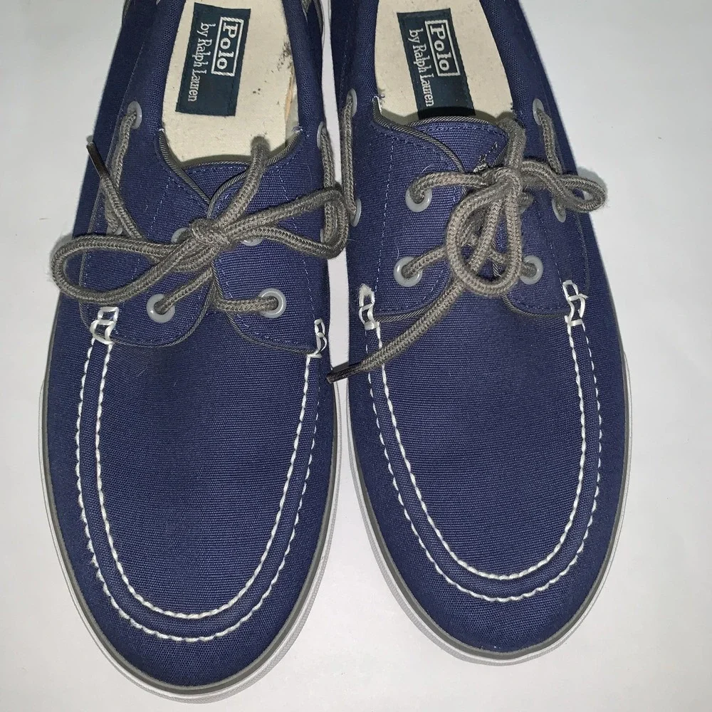 Polo Ralph Lauren Shoes Mens Size 12 Blue Canvas Boat Loafers Casual Comfort